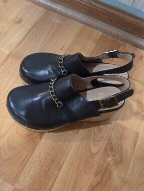Anthropologie Silent D Women's Black Georgia Slingback Heel Clogs 7
